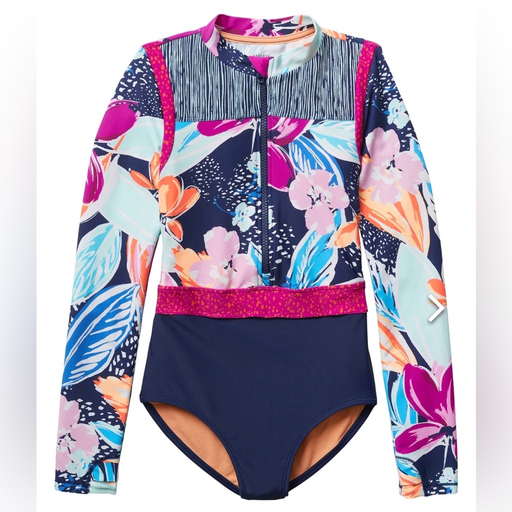 NWOT Athleta Girl Paradise Splash One piece Swimsuit size M/8-10